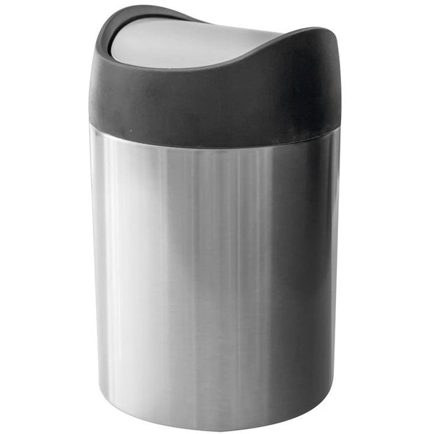Round metal table bin with swinging lid 1.5 litres