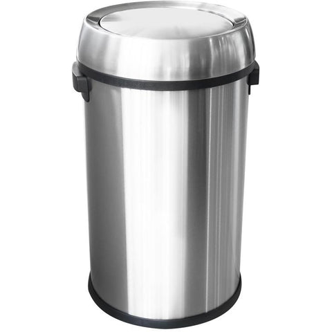 Round metal trash can with lid 65 litres