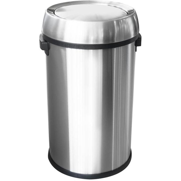 Round metal trash can with lid 65 litres