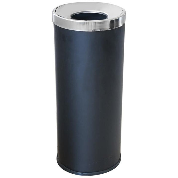 Round metal trash can with inner bucket black 74 litres