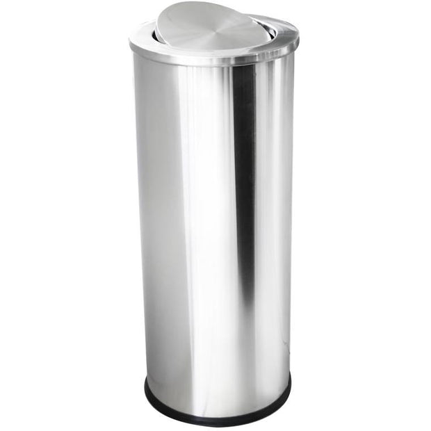 Round metal trash can with swinging lid and inner bucket 70 litres