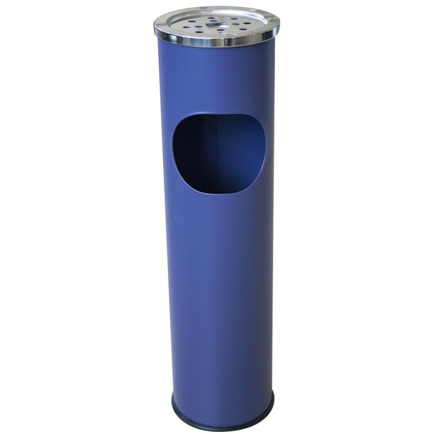 Round hotel trash can with ashtray Blue 8 litres