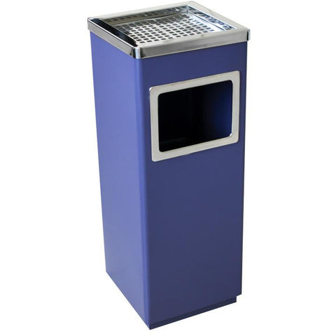 Square hotel trash can with ashtray blue 40 litres