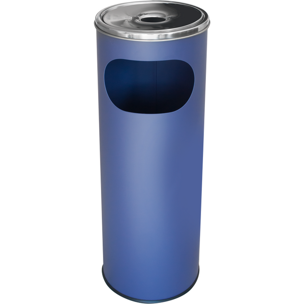 Round hotel trash can with ashtray blue 12 litres
