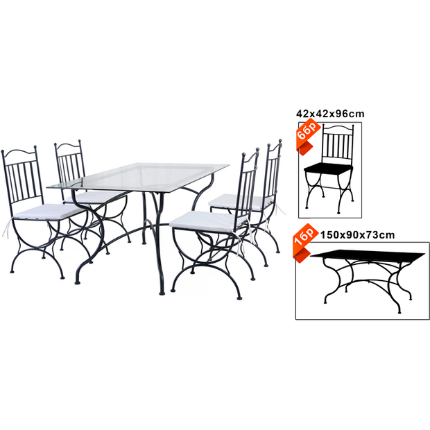 7 Piece cast iron garden set table + 6 chairs