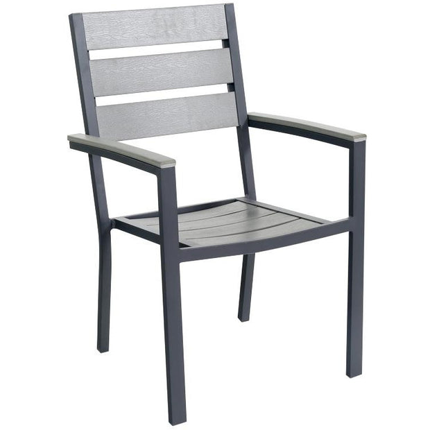 Chair with armrest "Plastic Wood Grey" 60cm