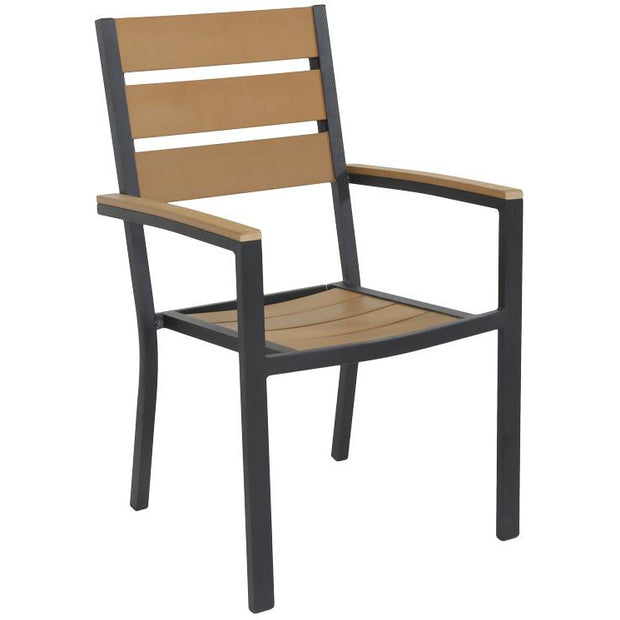 Chair with armrest "Plastic Wood Natural" 60cm