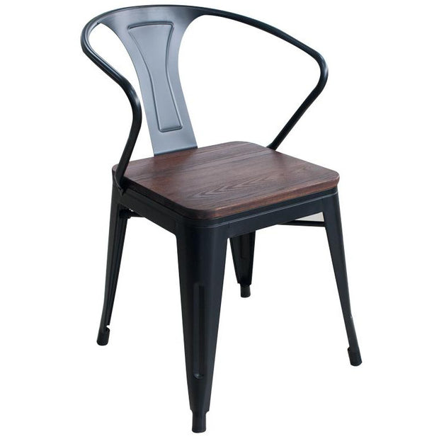 Metal/wood chair "Antique" black matte 80cm