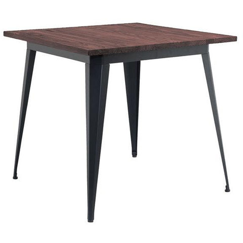 Metal/wood square bar table "Antique" black matte 80cm
