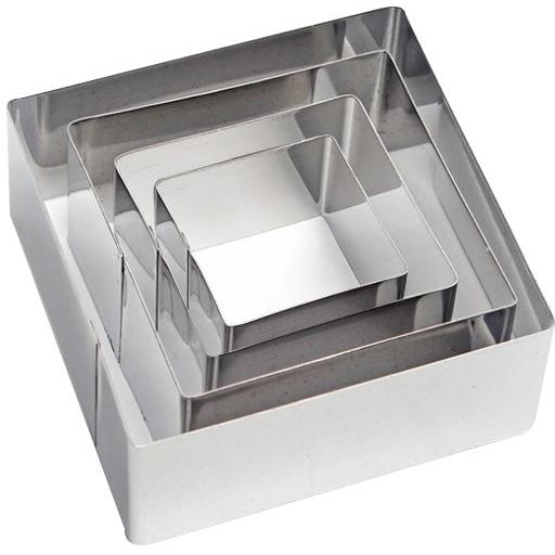 Stainless steel square moulds set of four