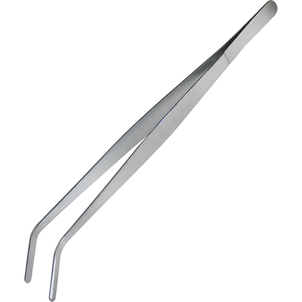 Steel culinary tweezer with curved top 30cm