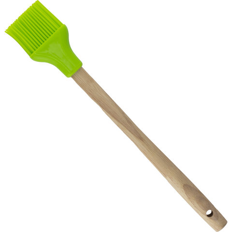 Silicone green pastry brush with wooden handle