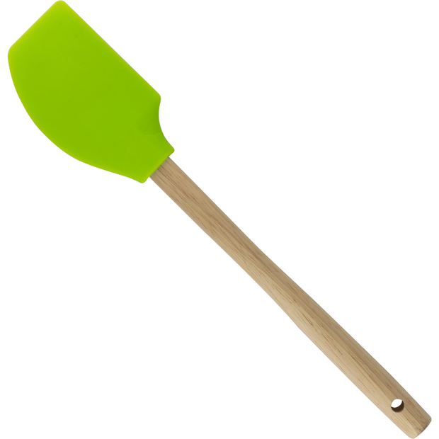 Silicone green frosting spatula with wooden handle