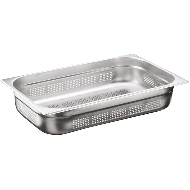 Stainless steel 18/10 perforated gastronorm container GN 1/1 200mm