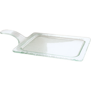 Rectangular glass platter with handle for cheese 27x34cm