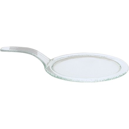 Round glass dessert platter with handle 17cm