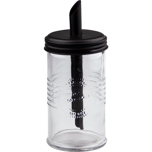 Glass sugar dispenser with black lid 395ml