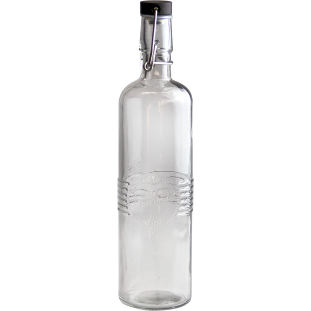 Glass bottle with black swing top lid 750ml