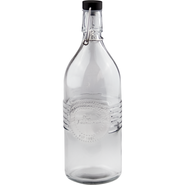 Glass bottle with black swing top lid 1 litre