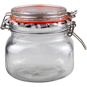Round glass jar with clip lid 500ml
