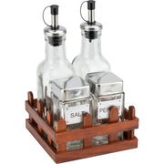 5pcs condiment set with wood stand