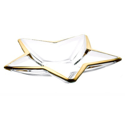 Glass platter with gold edges "Star" 35cm