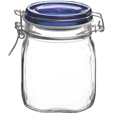Glass jar with blue lid 750ml