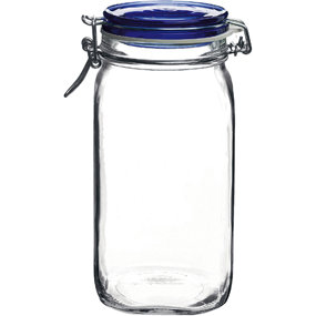 Glass jar with blue lid 2 litres