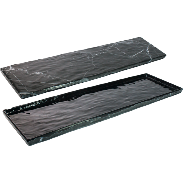 Rectangular melamine tray "Black marble" GN 2/4