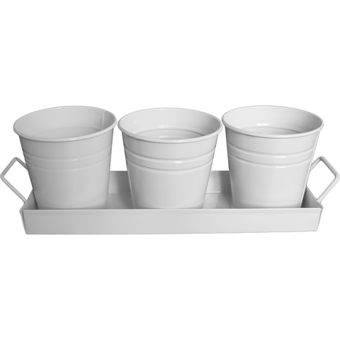 Set of three buckets in a tray 10cm