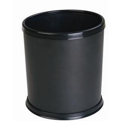 Round indoor trash bin with movable ring for liner, black