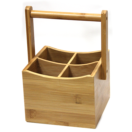 Bamboo caddy with 4 compartments 15cm