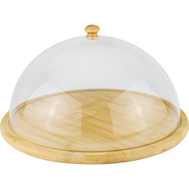 Bamboo round serving board with lid 29.5cm
