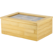 Bamboo tea box with 6 sections 24.1cm