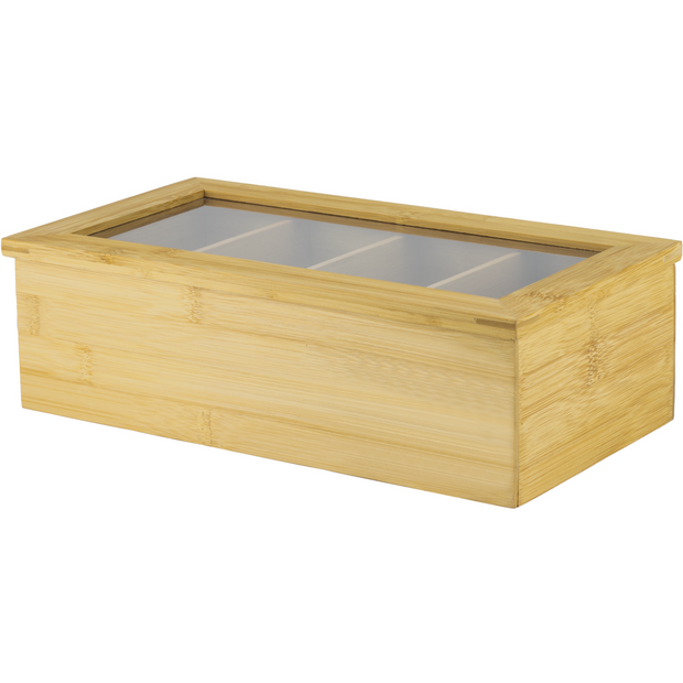 Bamboo tea box with 4 sections 16cm