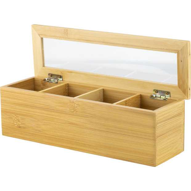 Bamboo tea box with 4 sections 9cm