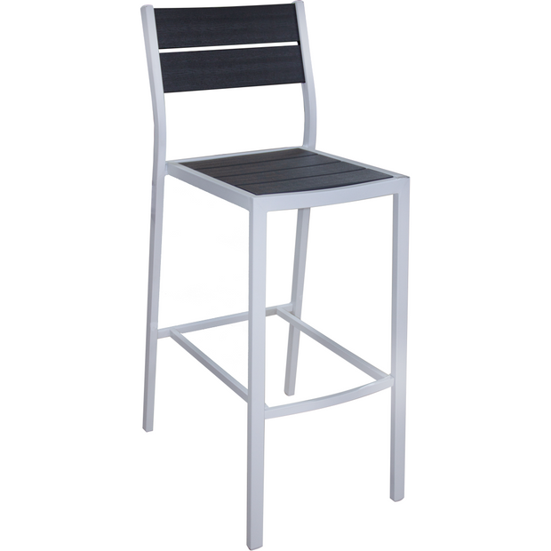 Bar chair "Plastic Wood" white/grey 58x46cm