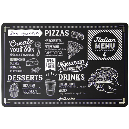 Placemat "chalkboard Pizza Menu" 43.5cm