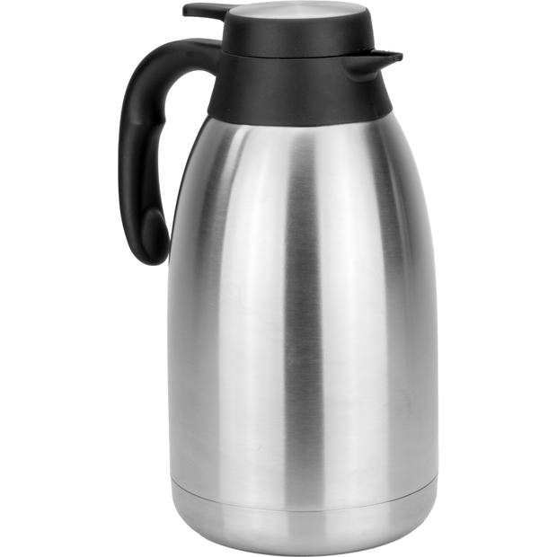 Stainless steel vacuum insulated jug with black top 2 litres