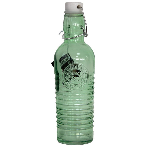 Glass green bottle with white swing top lid 1 litre