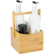 5 piece condiment set with bamboo stand 15x15x23cm