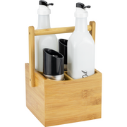 5 piece condiment set with bamboo stand 15x15x23cm