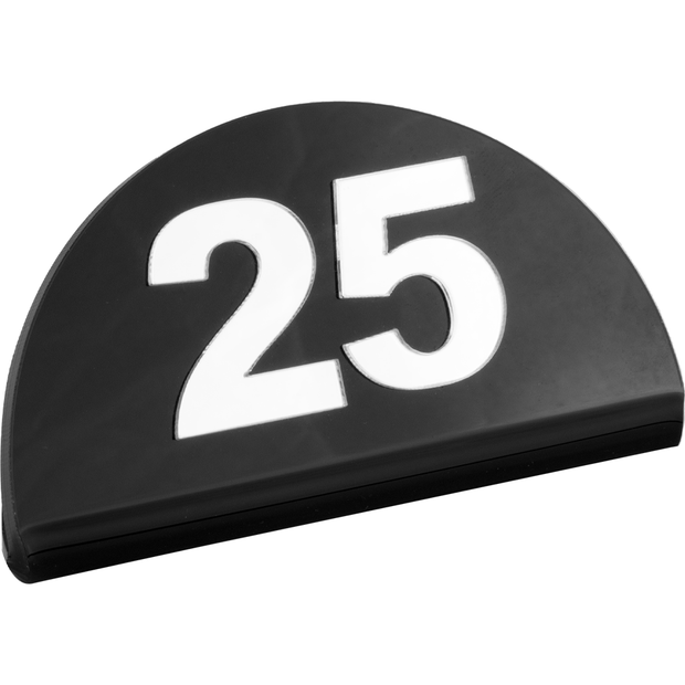 Acrylic table number display black with white numbers 1 - 25