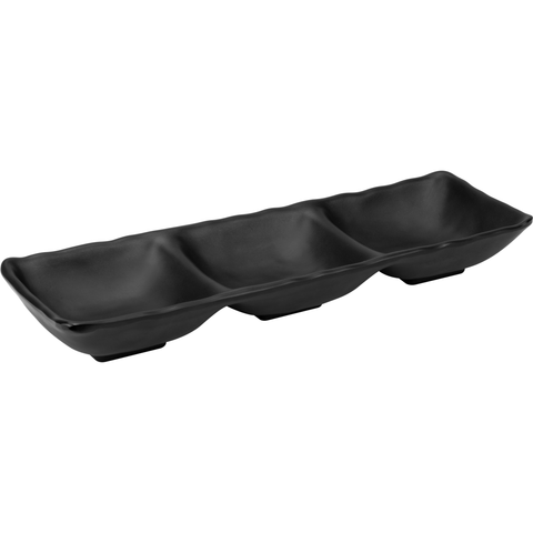 Melamine triple ramekin black 26.5x8.8cm