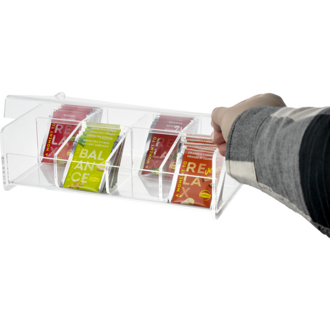 Rectangular acrylic tea box with 8 sections 27.5x17cm