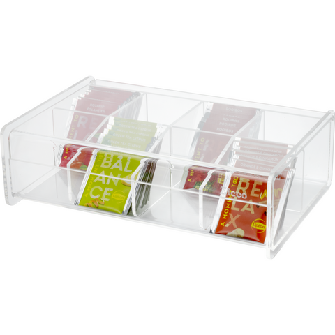 Rectangular acrylic tea box with 8 sections 27.5x17cm