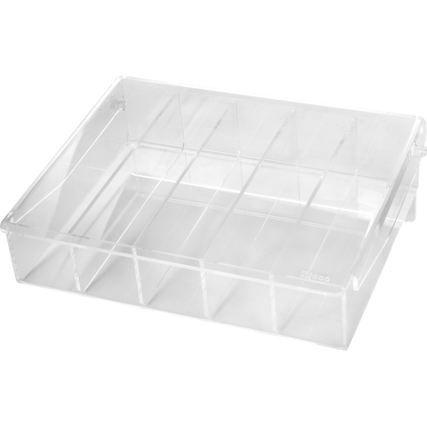 Rectangular acrylic tea box with 5 sections 33x27cm