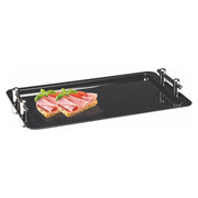 Rectangular polycarbonate display tray with less and handles black 53cm