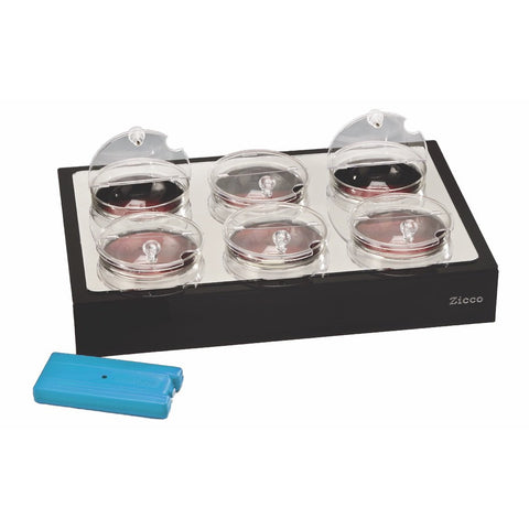 Rectangular cooling display with 6 jars and covers 57cm