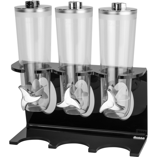 3 cereal dispensers with black stand 2 litres x3
